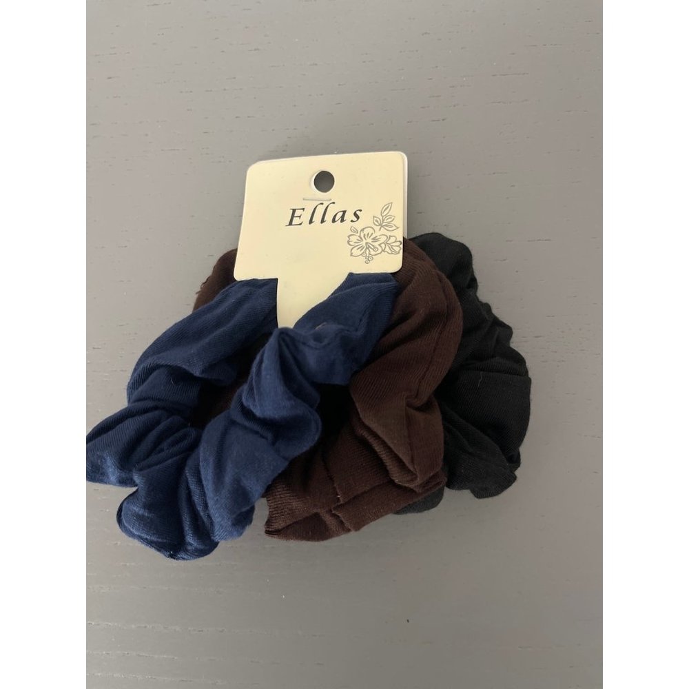 NEW HAIR SCRUNCHES PACK HAIR TIES 3 COLORS IN A PACK BLACK ,BROWN, NAVY